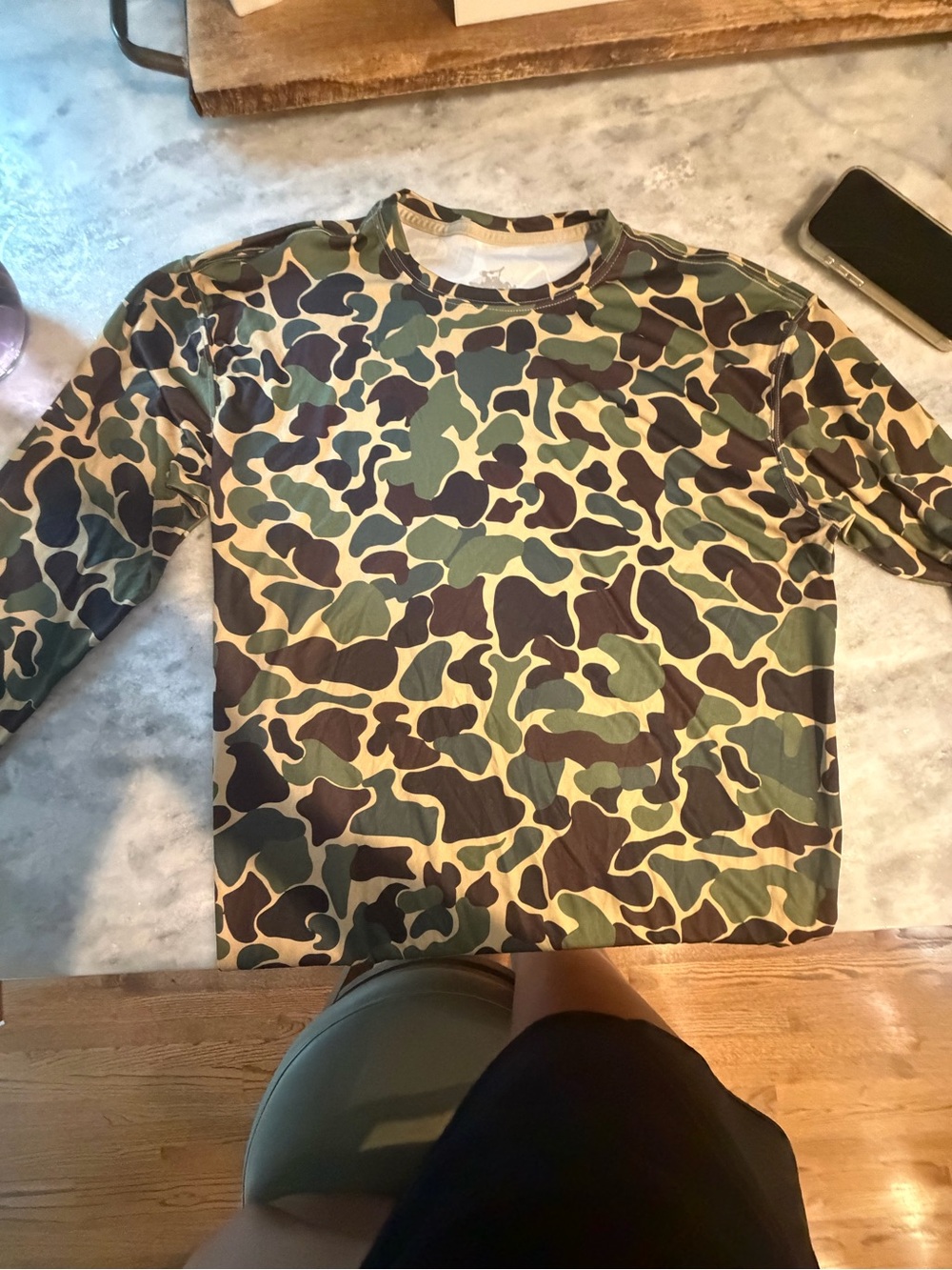 Camo Print Long Sleeve Tee - Green/Brown